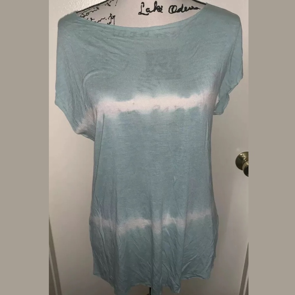 All Saints Slash Back Tie Dye Top Blue White Small
